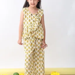 Sangria Girls Printed Pure Cotton Top & Palazzo Clothing Set-image-94