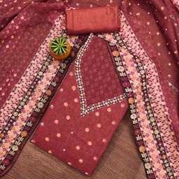 MANVAA Embellished Organza Unstitched Dress Material-image-63