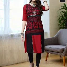 HERE&NOW Selection Of 2 Geometric Printed Round Neck Straight Kurtas-image-52