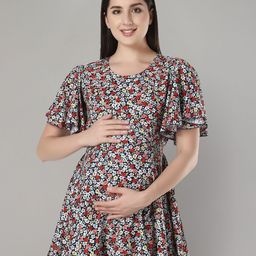 Zuvino Floral Print Bell Sleeve Longline Top-image-28