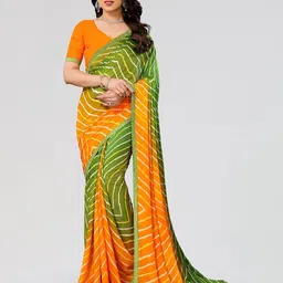 Moda Rapido Striped Beads and Stones Poly Georgette Saree-image-13