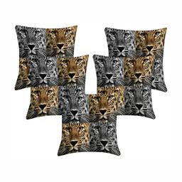 Lushomes Grey & Black Set of 5 Quirky Square Cushion Covers-image-25