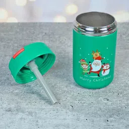 Little Surprise Box LLP Green & Red Single Stainless Steel Printed Single Wall Vacuum Water Bottle-21