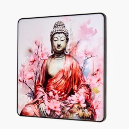 Home Centre Aura Pink & Red Buddha Printed Rectangular MDF Wall Photo Frames image 4