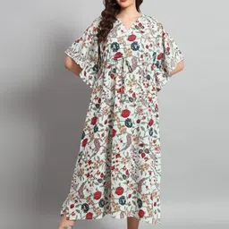 HANDICRAFT PALACE  Pure Cotton Printed Maxi Nightdress-image-32