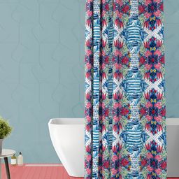 ArtzFolio White & Blue Printed Waterproof Shower Curtain-image-96