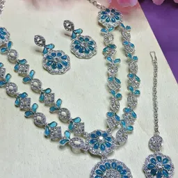 Anouk Rhodium-Plated Artificial Stone Studded JewellerySet-11