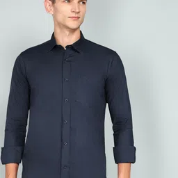 Ethazh Men Spread Collar Solid Cotton Formal Shirt-image-27