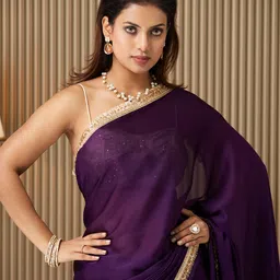 Mitera Embellished Sequinned Satin Saree-image-12