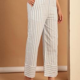Overlock Women Regular Fit Striped Parallel Lounge Pants-image-62