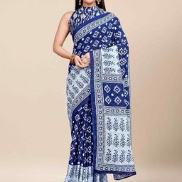 HERE&NOW Batik Printed Pure Cotton Saree-image-33