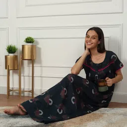 Sweet Dreams Women Printed Pure Cotton Maxi Nightdress-image-87