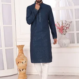 Arihant Rai Sinha Geometric Embroidered Sequinned Pure Silk Straight Kurta With Trousers-picture-13