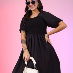 Raiyani Fashion Puff Sleeve Fit & Flare Midi Dress-picture-47