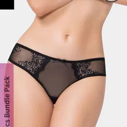 SweetFlirt Enterprises Women 2 Pc Black Hipster Thong Briefs-picture-46