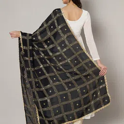 MUFFLY Checked Sequinned Dupatta image 2