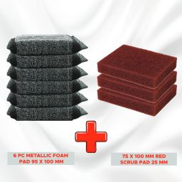 Metallic Foam Pad (6 PC) + 25mm Thick Red Scrub Pad (3 PC) | Bartan Juna Combo- Scrub Pad, Scrub Sponge, Stainless Steel Scrub-image-62