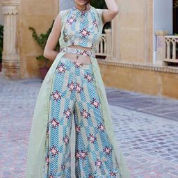 AMROOD Printed Top & Palazzo With Jacket-17