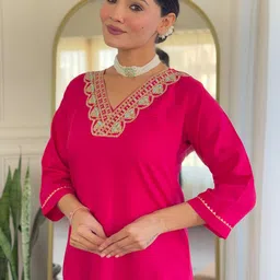 KALINI Women Embroidered Regular Sequinned Kurta with Trousers & With Dupatta image 4