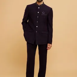 Twamev Self Design Single-Breasted Two-Piece Jodhpuri Suit-image-72