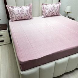 PureMajestic Pink Floral Pure Cotton 240 TC King Bedsheet Set 2.74m x 2.74m-image-87
