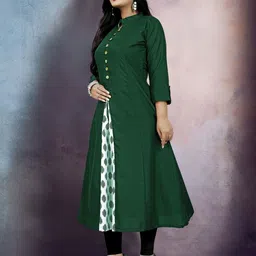 RIAANA Mandarin Collar Pure Cotton A-Line Kurta-picture-27