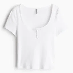 H&M Button-Top Scoop-Neck T-shirt-image-44