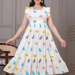 Milastru Floral Print Flutter Sleeve Fit & Flare Dress-8