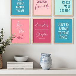 Kotart Brown & Pink 6 Piece Wood Abstract Wall Art-image-26