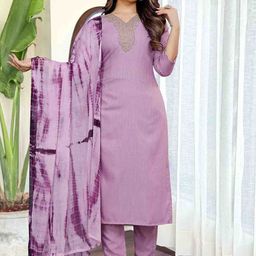 ZIBLON Women Ethnic Motifs Embroidered Regular Pure Silk Kurti with Trousers & With Dupatta-image-4
