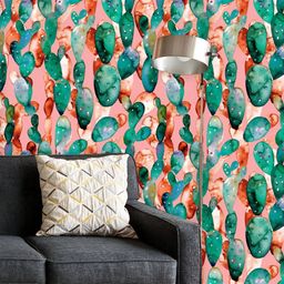 ArtzFolio Printed UV-Resistant Anti-Bacterial Colorful Watercolor Cactus Peel & Stick Wallpaper-image-16