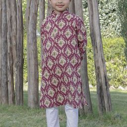 Stuffie Land Boys Ethnic Motifs Embroidered Regular Pure Cotton Kurta with Pyjamas-5