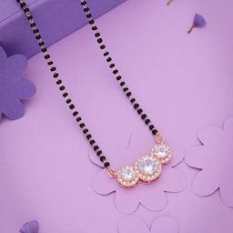 Brado Jewellery Rose Gold-Plated Artificial Stones Studded Elegant Mangalsutra-image-44