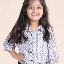 KiddoPanti Print Kimono Sleeve Georgette Shirt Style Top-image-44