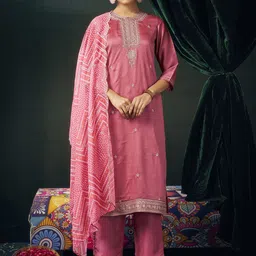 SANISA Women Floral Embroidered Kurta with Trousers & Dupatta-17