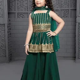 MD ENTERPRISE Embellished Embroidered Peplum Dress-image-53