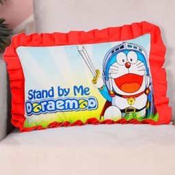 Adbeni White & Blue Doremoon Cartoon Characters Printed Baby Pillow 12x19 Inch-image-12