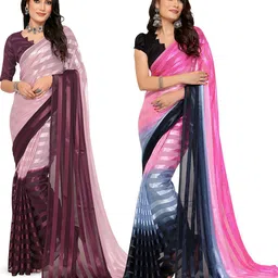 Moda Rapido Pack Of 2 Striped Satin Saree-picture-11