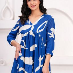 Sarai Women Print V Neck Puff Sleeves Empire Top-image-69