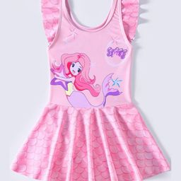 YK Girls Printed Round Neck Swim Dress-image-8
