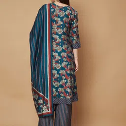 Poshak Hub Floral Printed A-Line Kurta with Palazzos & With Dupatta image 5