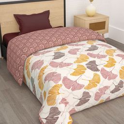 Story@home Beige & Yellow Floral Microfiber AC Room Single Bed Comforter-picture-17