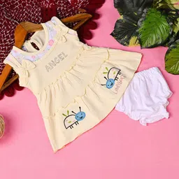 ER LIFE Style Girls Embroidered Bow Cotton A-Line Dress Wtih Bloomer-image-24