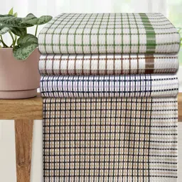Athom Living White & Green 4 Pieces Printed Cotton 210 GSM Bath Towel-23