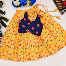 Shoryam Fashion Girls Yellow Raw Silk Lehenga Choli-picture-53