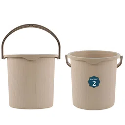 Aura Cream-Coloured 2 piece Striped Plastic Bath Accessories Set-image-96