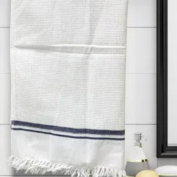 Myntra Elegant Homes Blue & White Striped Cotton 210 GSM Bath Towel-35