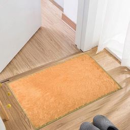 Kuber Industries Yelllow Shaggy Plain Entrance Door Mat-17