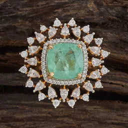 Kushal's Fashion Jewellery Mint Rhodium Gold-Plated Party Zircon Finger Ring-43