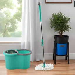 Myntra Elegant Homes Green Stainless Steel Wringer Mopping Bucket With 2 Refills-32